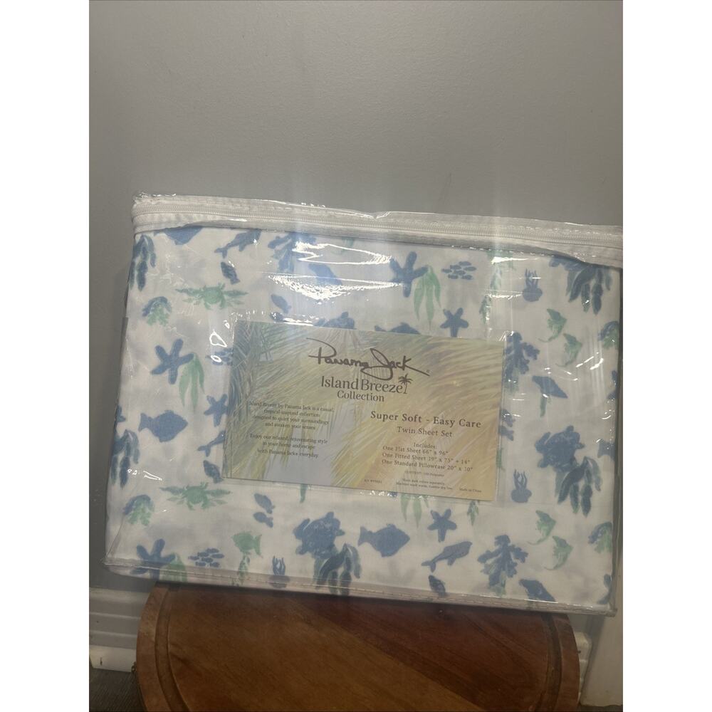 Panama Jack Sheet Set Twin Island Breeze Collection Sea Life Print